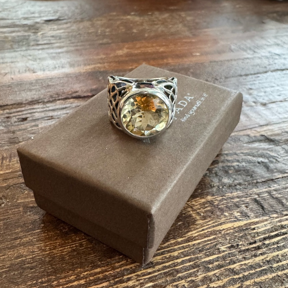 Retired Silpada Celtic Open Weave Citrine Ring R1425 - Sz 5